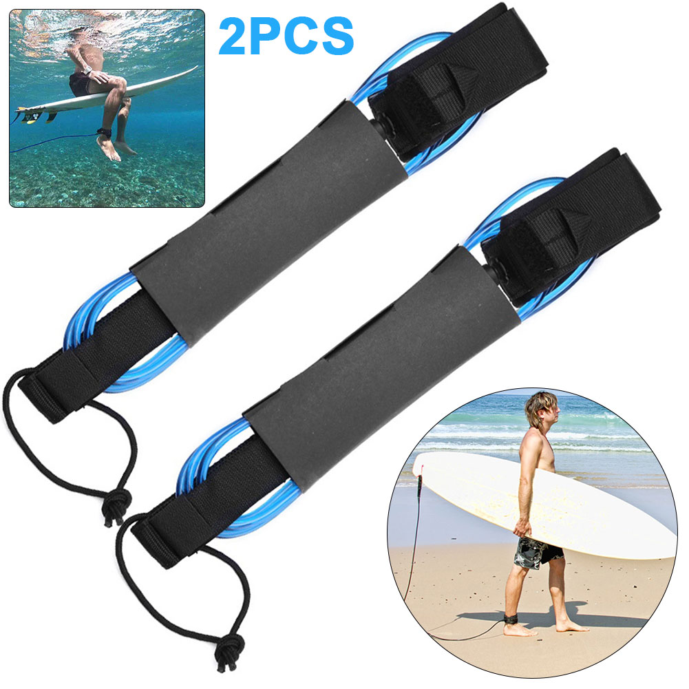 Surfboard Leash Ankle - สายรัดข้อเท้าสำหรับกระดานโต้คลื่นแบบยืดหยุ่น 2 ชิ้น ขนาด 6 ฟุต