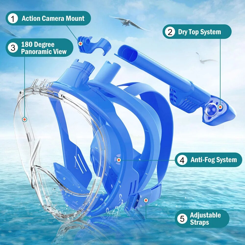 ดําน้ําใต้น้ํา Full Face เด็กว - Freediving Mask Set บทวิจารณ์และราคา